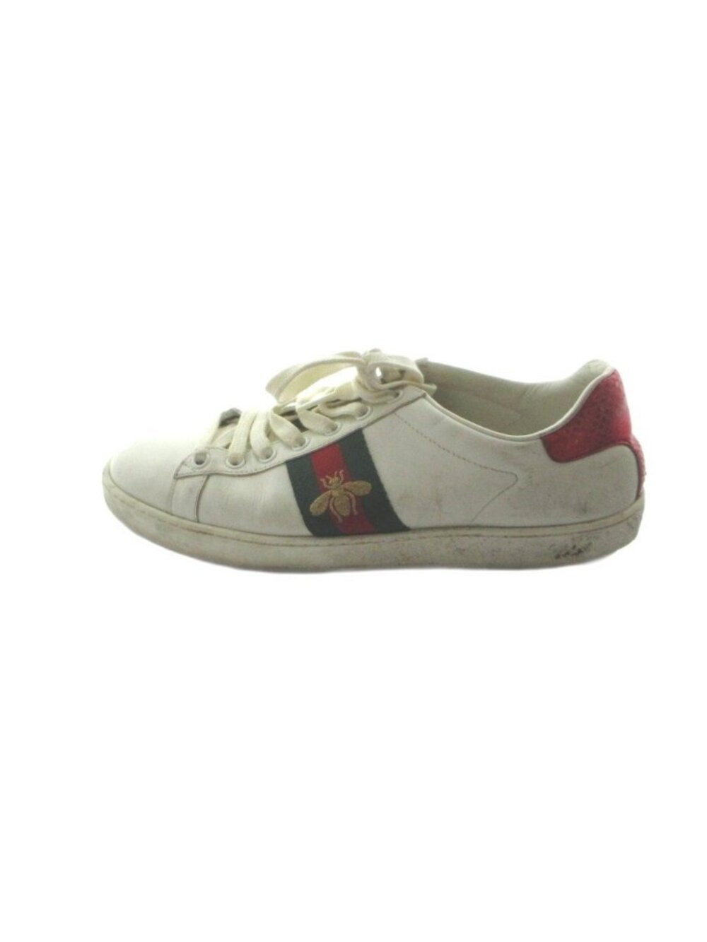 Gucci Sneakers Logo Leather Sherry Line Bee Embroidery White